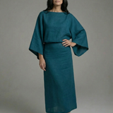 Women's Kimono Midi Dress – Relaxed Fit with Tie Waist & Flowing Sleeves