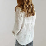 Kassy Blouse | Linen Blend 3/4 Sleeve Collar Shirt