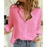Kassy Blouse | Linen Blend 3/4 Sleeve Collar Shirt