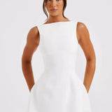 Kiara Dress | A-Line Boat Neck Mini