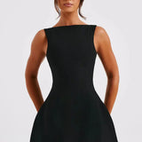 Kiara Dress | A-Line Boat Neck Mini