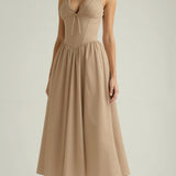 Emma Elegant Midi Plunge Dress