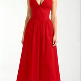 Emma Elegant Midi Plunge Dress