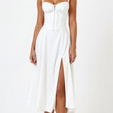 Lila Elegant Sweetheart Midi Dress