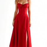 Lila Elegant Sweetheart Midi Dress