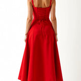 Lila Elegant Sweetheart Midi Dress