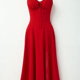 Lila Elegant Sweetheart Midi Dress