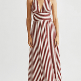 Lila Striped Plunge Maxi Dress