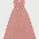 Lila Striped Plunge Maxi Dress