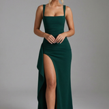 Women’s Elegant Bodycon Slip Maxi Dress with Leg Split and Open Back