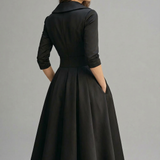 Women’s Ascot Elegant Wrap Midi Dress with Flared Skirt