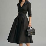 Women’s Ascot Elegant Wrap Midi Dress with Flared Skirt