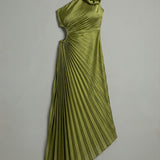 Women’s Ascot One-Shoulder Pleated Midi Dress