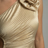 Women’s Ascot One-Shoulder Pleated Midi Dress