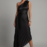 Women’s Ascot One-Shoulder Pleated Midi Dress