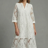 Women's Embroidered Midi Dress – Elegant Lace Detail & Relaxed Everyday Fit