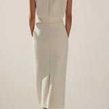 Elegant Midi Dress with Button Detail and Side Slit