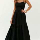 Victoria Halter Neck Backless Black Maxi Dress
