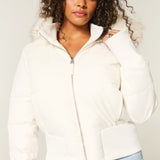 Women's Quilted Winter Jacket with Removable Hood
