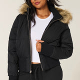 Women's Quilted Winter Jacket with Removable Hood