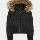 Women's Quilted Winter Jacket with Removable Hood