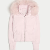 Women's Quilted Winter Jacket with Removable Hood