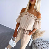 Nikola – Elegant Jumpsuit with Off-the-Shoulder Design and Waist Tie