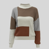 Ailani – Women’s Relaxed Fit Textured Patchwork Knit Sweatshirt