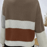 Ailani – Women’s Relaxed Fit Textured Patchwork Knit Sweatshirt