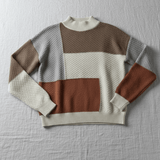 Ailani – Women’s Relaxed Fit Textured Patchwork Knit Sweatshirt