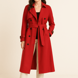 Camille Women’s Double Breasted Trench Coat with Belted Waist - Classic Fit
