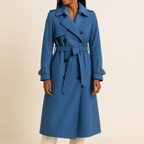 Camille Women’s Double Breasted Trench Coat with Belted Waist - Classic Fit