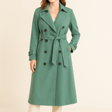 Camille Women’s Double Breasted Trench Coat with Belted Waist - Classic Fit
