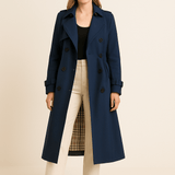 Camille Women’s Double Breasted Trench Coat with Belted Waist - Classic Fit