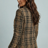 Women's Plaid Check Double-Breasted Blazer