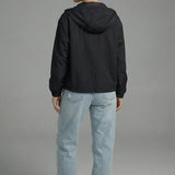 Women’s Black Cropped Spring Jacket Lightweight Hooded Casual Outerwear