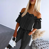 Nikola – Elegant Jumpsuit with Off-the-Shoulder Design and Waist Tie