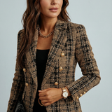Women's Plaid Check Double-Breasted Blazer