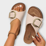 Margie - Women's Cork Mules with Buckle Strap Design