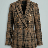 Women's Plaid Check Double-Breasted Blazer