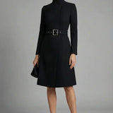 Women's High Neck Asymmetric Front Belted Spring Coat