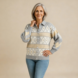 Mona | Elegant Knit Blouse with Diamond Pattern