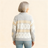 Mona | Elegant Knit Blouse with Diamond Pattern