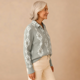 Renee | Elegant Knit Blouse with Diamond Pattern