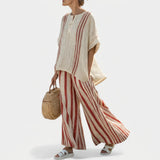 Vanessa - Elegant Red Striped Set