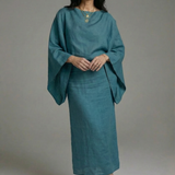 Women's Kimono Midi Dress – Relaxed Fit with Tie Waist & Flowing Sleeves