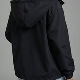Women’s Black Cropped Spring Jacket Lightweight Hooded Casual Outerwear