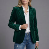 Women’s Velvet Style Blazer Tailored Smart Occasion Jacket