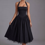 Women’s Ascot Elegant A-Line Halter Midi Dress
