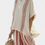 Vanessa - Elegant Red Striped Set
